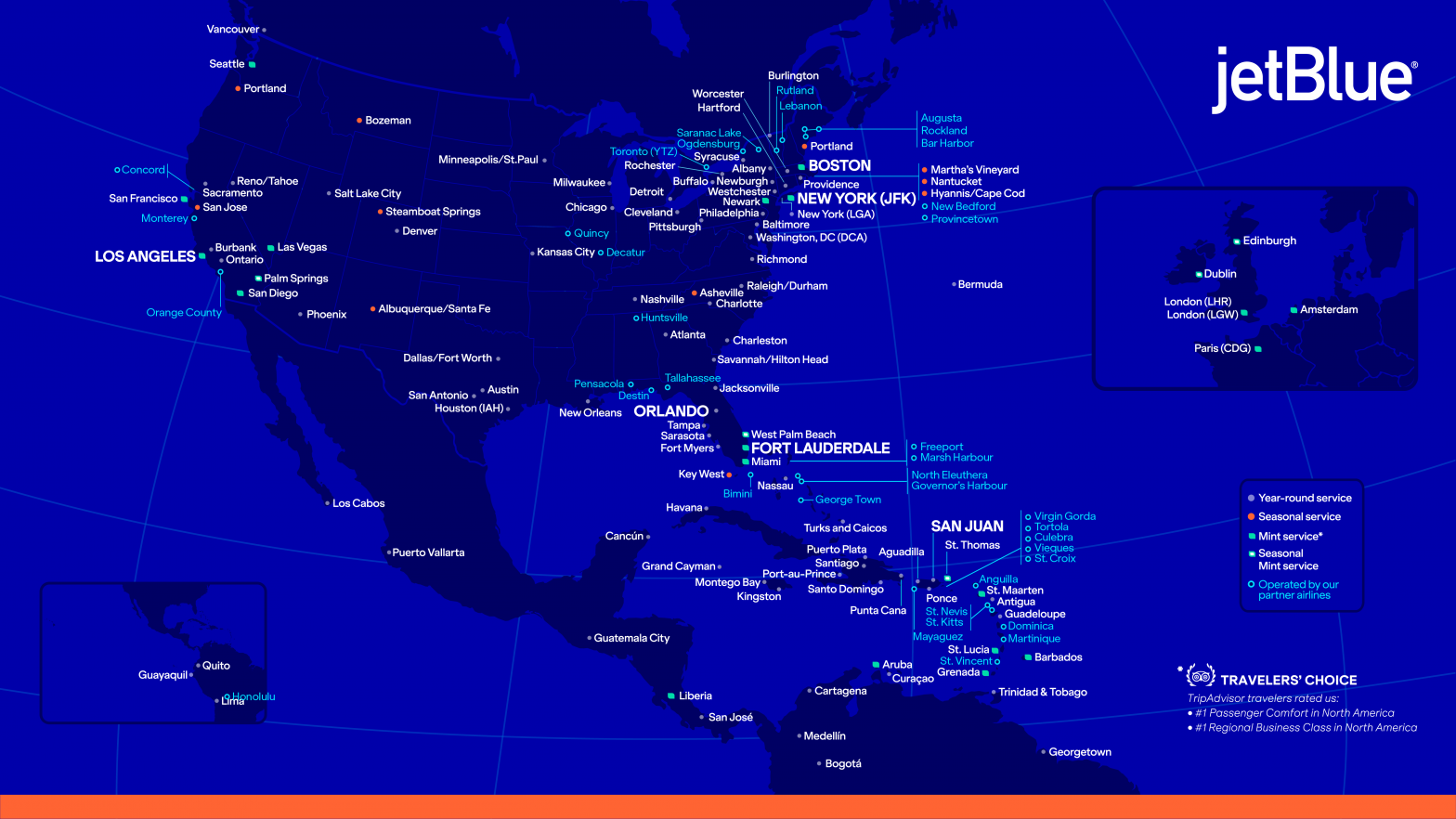 Route map JetBlue Agent World